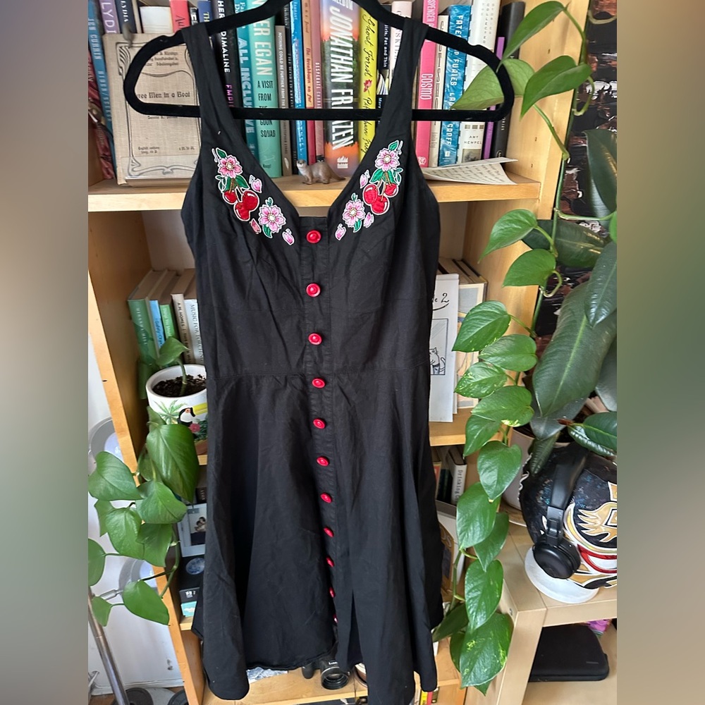 Hell Bunny Black Cherry Blossom Embroidered Sundress